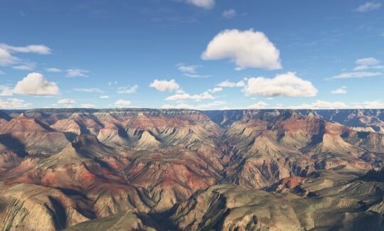 The simulated Grand Canyon in Microsoft Flight Simulator 2024.