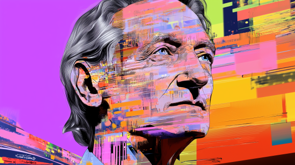 Abstract AI art of Geoffrey Hinton