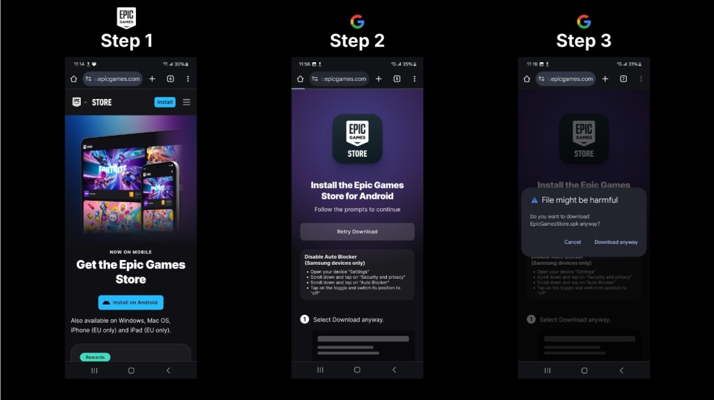 Epic Games sues Google and Samsung for auto-blocking Fortnite download