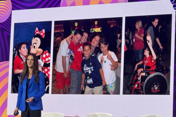 Aubrey Quinn of the ESA on the mainstage at GDC 2025.