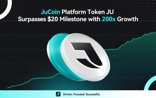 JuCoin Platform Token JU Surpasses $20 Milestone With 200x Growth