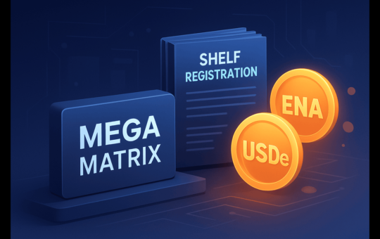 Mega Matrix filed a $2B SEC shelf registration to build exposure to Ethena’s ENA token, highlighting the rise of digital asset treasury strategies and the growing role of synthetic stablecoins like USDe.