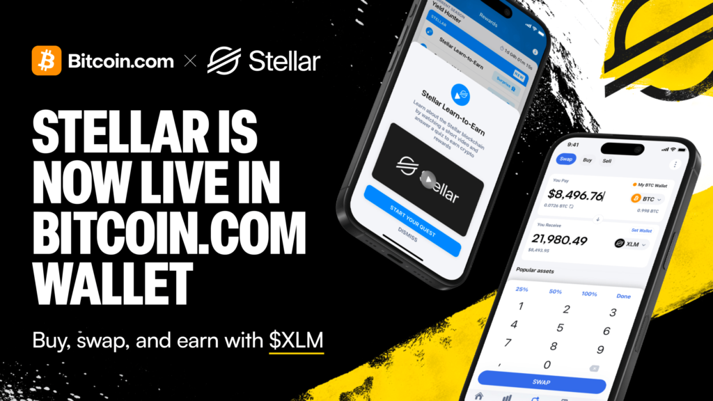 Bitcoin.com Wallet Integrates Stellar Blockchain, Expanding Access to Fast, Low-Cost Payments and DeFi