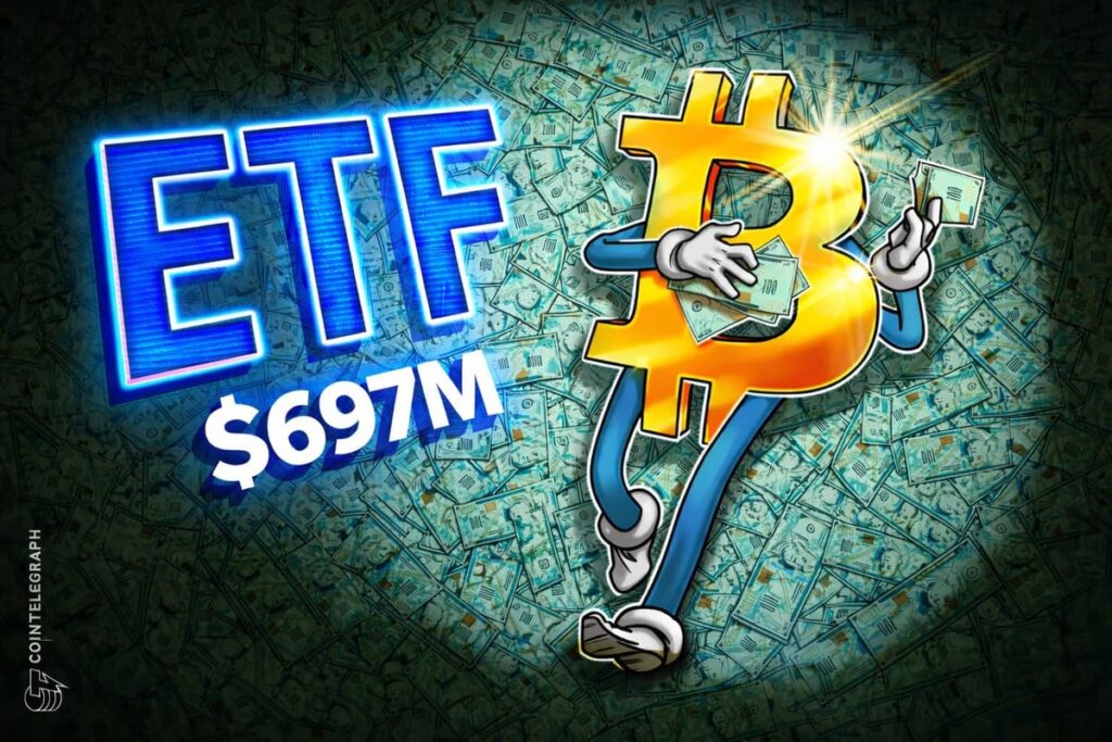 Bitcoin ETFs Attract $697M in Second Trading Day of 2026