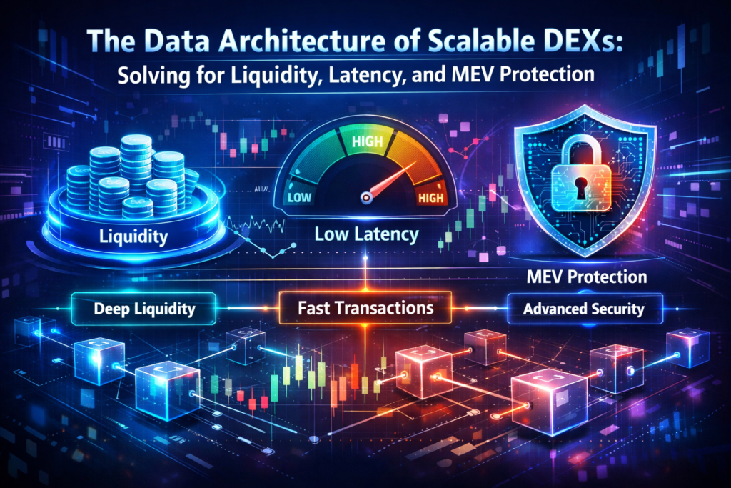 The data architecture of scalable DEXs: solving for liquidity, latency, and MEV protection