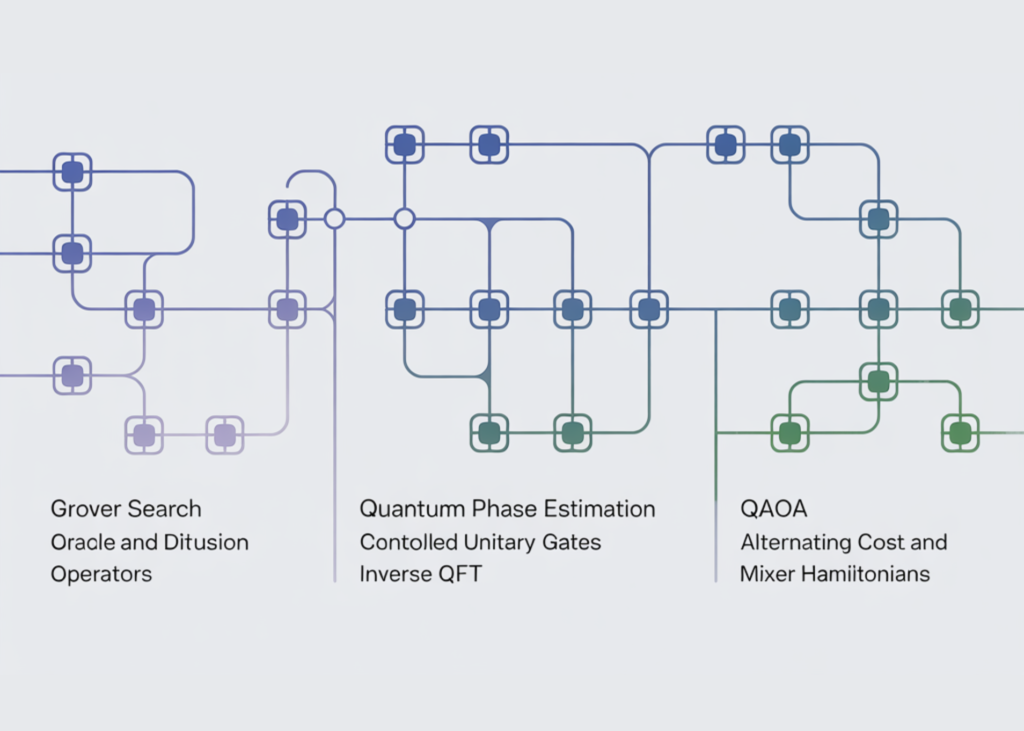 How to Build Advanced Quantum Algorithms Using Qrisp with Grover Search, Quantum Phase Estimation, and QAOA