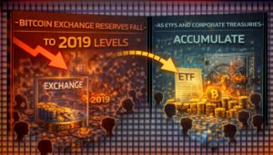 Bitcoin Exchange Reserves Fall To 2019 Levels As ETFs And Corporate Treasuries Accumulate