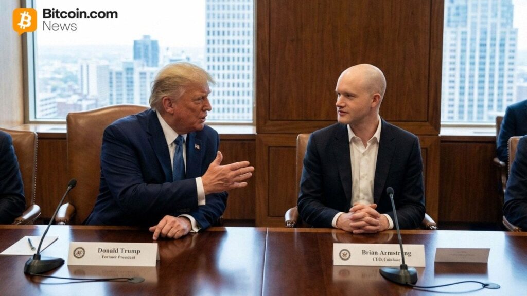 Trump Meets Coinbase CEO, Blames Banks for Stalling Crypto Bill