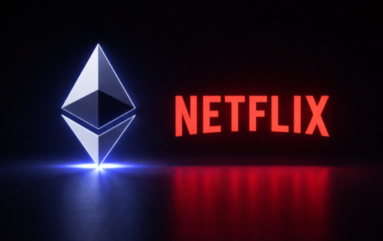 Ethereum and Netflix logos in focus