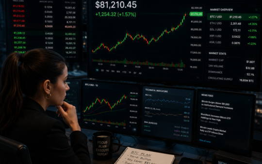 A trader analyzing Bitcoin