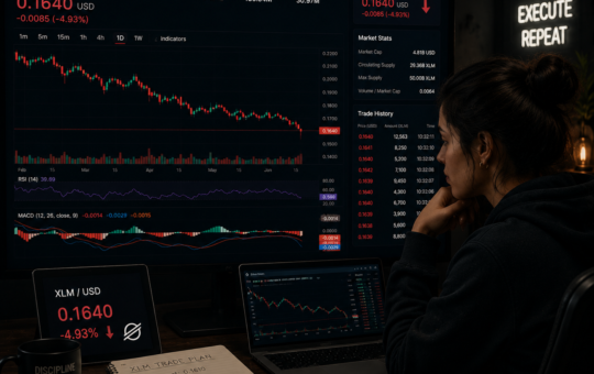 XLM drops below the $0.165 support