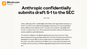 Anthropic Files Confidential S-1 With SEC, Targets IPO at $965B Valuation – Bitcoin News