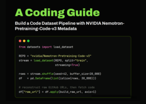Building a Code Dataset Pipeline from NVIDIA Nemotron-Pretraining-Code-v3 Metadata with Streaming, Pandas, and tiktoken