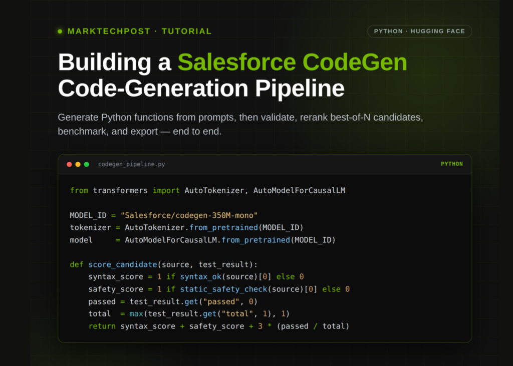 Salesforce CodeGen Tutorial: Generate, Validate, and Rerank Python Functions With Unit Tests and Safety Checks