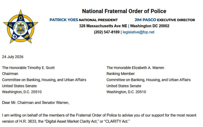 382,000-Member Police Group Supports Revised Crypto CLARITY Act