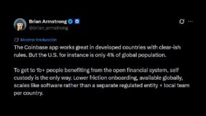 Coinbase CEO Brian Armstrong Champions Self-Custody to Reach 1 Billion Users