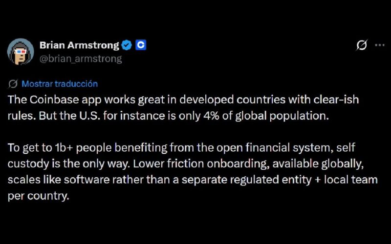Coinbase CEO Brian Armstrong Champions Self-Custody to Reach 1 Billion Users