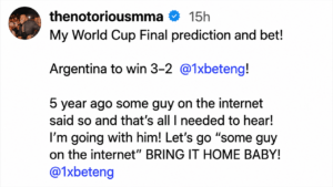 Former UFC Champion Conor McGregor Risks $100K on Viral 3-2 World Cup Prophecy With a $3.6M Payday
