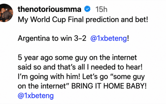 Former UFC Champion Conor McGregor Risks $100K on Viral 3-2 World Cup Prophecy With a $3.6M Payday