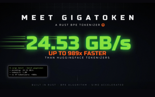 Meet Gigatoken: A Rust BPE Tokenizer that Encodes Text at 24.53 GB/s, up to 989x Faster than HuggingFace Tokenizers