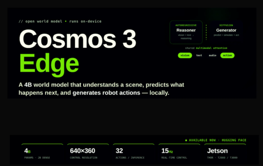 NVIDIA Releases Cosmos 3 Edge: A 4B-Parameter Open World Model That Reasons and Generates Robot Actions On-Device