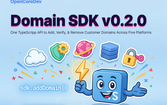 OpenCoreDev Releases Domain SDK 0.2.0: One TypeScript API to Add, Verify, and Remove Customer Domains Across Five Platforms