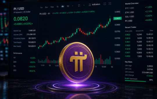 A bullish PI chart at $0.082