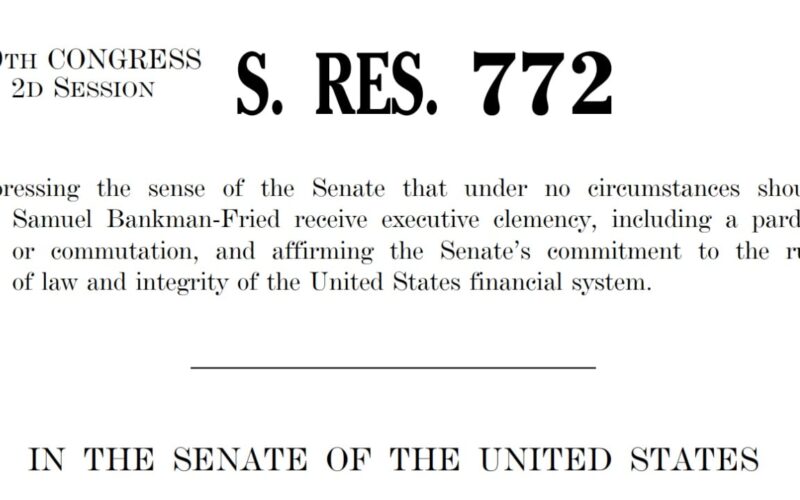 US Senate Unanimously Opposes Any Pardon for Sam Bankman-Fried After FTX Fraud
