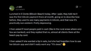 Bitcoin Core Dev Warns Bitcoin Payments Vanish at Bitcoin Beach