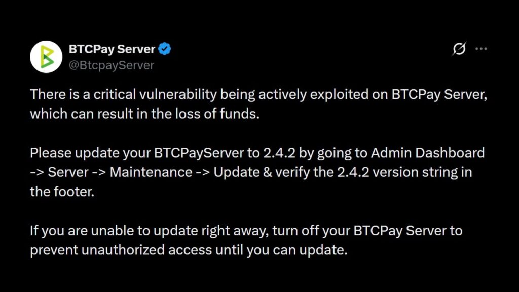 Bitcoin Lightning Nodes Hit as BTCPay Signals Emergency 2.4.2 Fix
