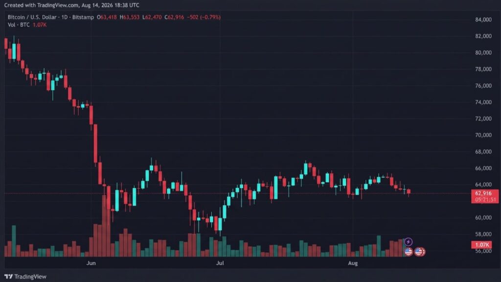 Bitcoin Slides to $62,470 as Sellers Test the $63K Floor Again