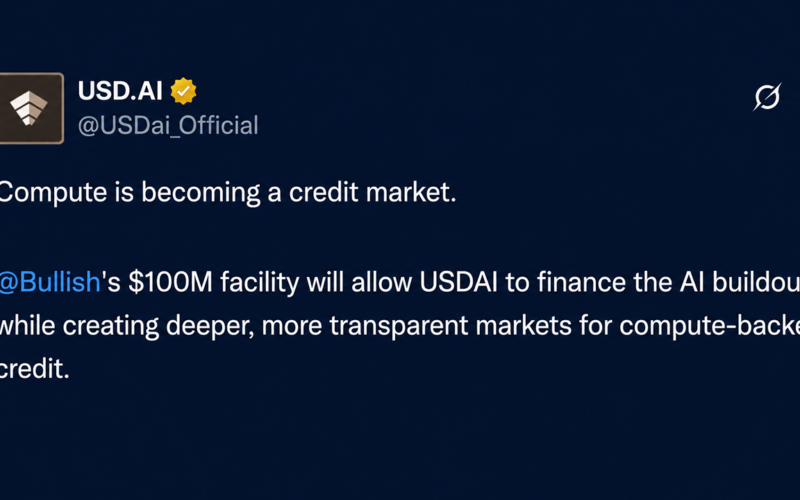 Bullish Makes $100M AI Credit Bet With GPUs Serving as Collateral