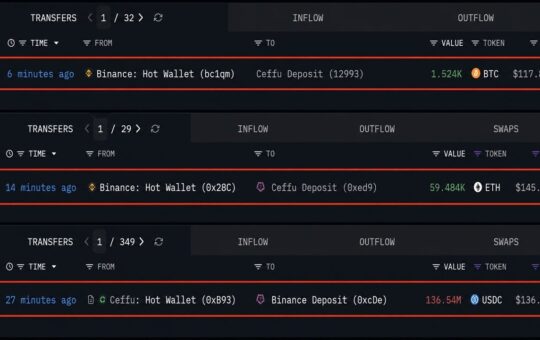 Ceffu Pulls $263 Million in Bitcoin and Ethereum off Binance in 30 Minutes