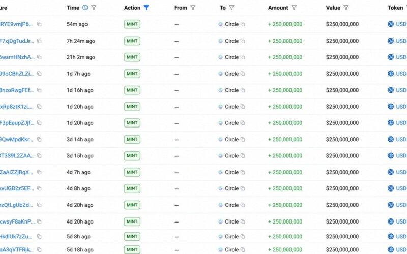 Circle Mints 5 Billion USDC in a Week as Supply Race With Tether Heats up