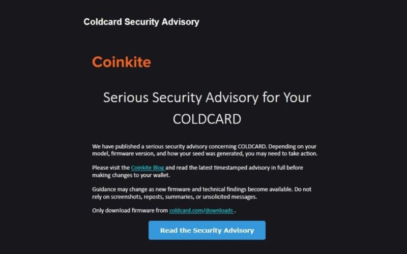 Coinkite Under Fire for Retaining Customer Emails After $88M Coldcard Hack