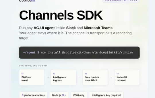 CopilotKit Open Sources Channels SDK: An MIT Licensed Library That Runs Any AG-UI Agent Inside Slack And Microsoft Teams