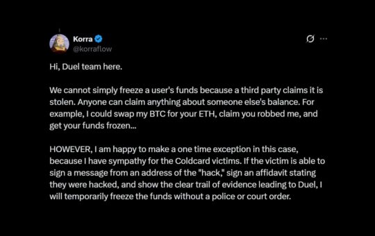 Galaxy Digital and Duel Casino Clash Over 230 ETH Linked to Coldcard Exploit