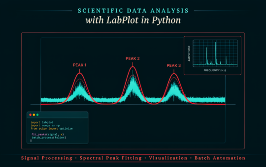 Scientific Data Analysis with LabPlot in Python: Signal Processing, Spectral Peak Fitting, Visualization, and Batch Automation