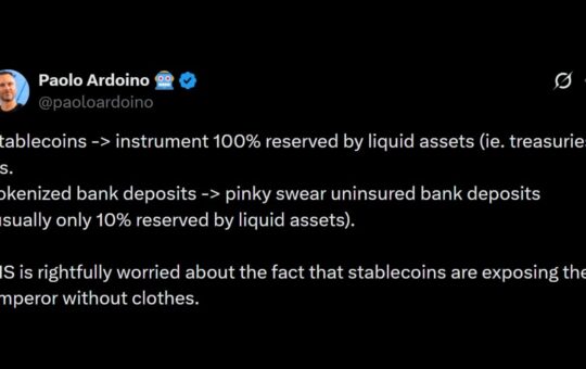 Tether CEO Slams BIS Over Tokenized Bank Deposit Push