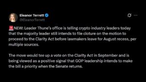 Thune to File Motion to Force September Vote on CLARITY Act