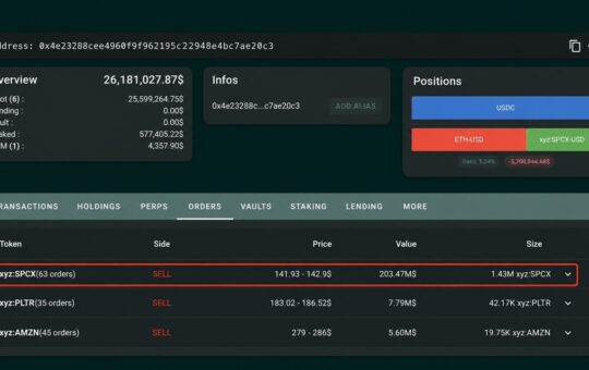 Whale Places $203M Short Bet Against Tokenized SpaceX Stock