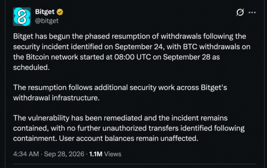 Bitget Restarts Bitcoin Withdrawals as $388M Hack Investigation Widens
