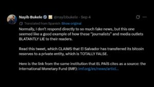 Bukele Denies El Salvador Transferred Its Bitcoin Reserve