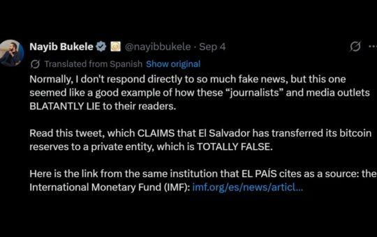 Bukele Denies El Salvador Transferred Its Bitcoin Reserve