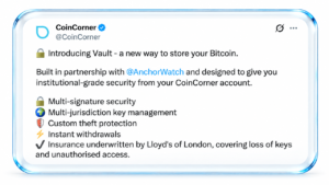 Coincorner, Anchorwatch Roll out Bitcoin Custody With Lloyd’s Insurance – Bitcoin News