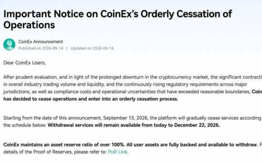 Coinex Is Closing After 9 Years, and Its Founder Won't Sell It