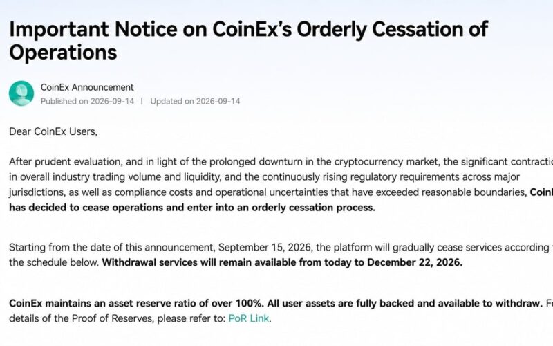 Coinex Is Closing After 9 Years, and Its Founder Won't Sell It