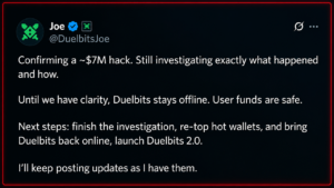 Crypto Casino Duelbits Hit With $7M Hack, Taken Offline