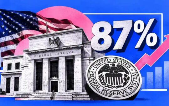 Fed Rate Hike Odds Hit 87%: How Will Crypto React?