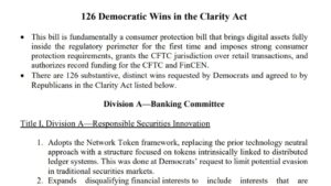 Final CLARITY Act Packs 126 Changes Requested by Senate Democrats